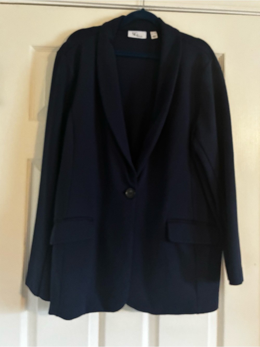 Susan Graver Navy Single-Button Blazer